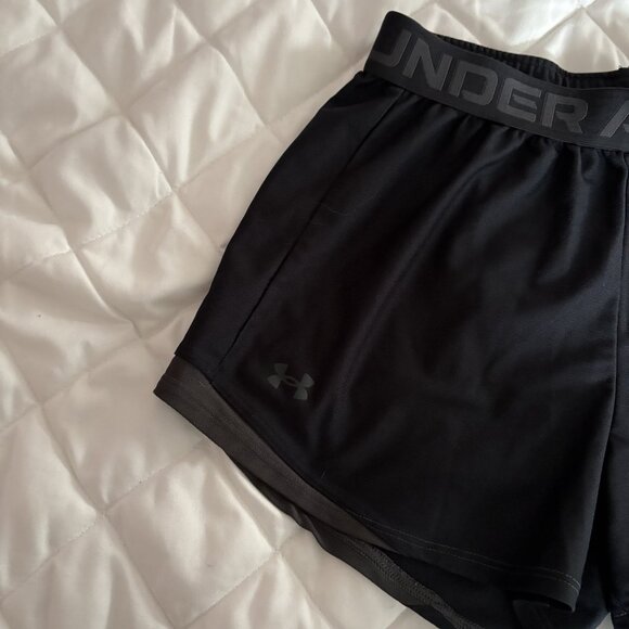 Under Armour Womens Size Small Black Elastic Waist Play Up Shorts Running Loose - Picture 2 of 8